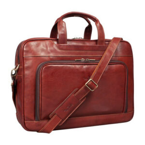 Tony Perotti Vegetale 2-vaks Leren Laptoptas 15 inch – Donkerbruin
