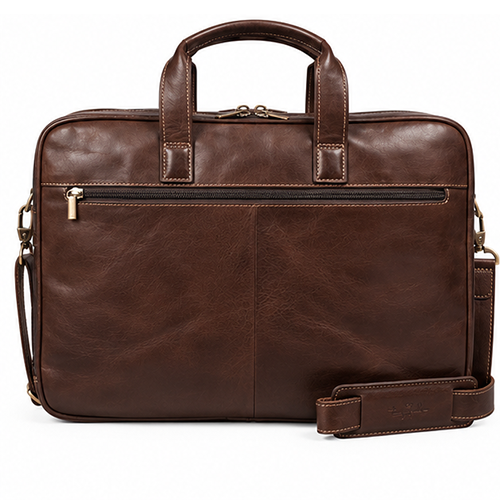 Tony Perotti Vegetale 2-vaks Leren Laptoptas 15 inch – Cioccolato - Afbeelding 4