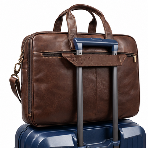 Tony Perotti Vegetale 2-vaks Leren Laptoptas 15 inch – Cioccolato - Afbeelding 2
