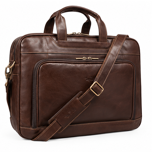 Tony Perotti Vegetale 2-vaks Leren Laptoptas 15 inch – Cioccolato